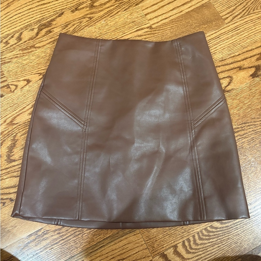 Women’s Brown Faux Leather Mini Skirt